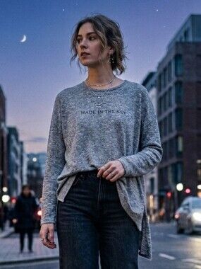 NWT Bershka M Y2K Whimsigoth Celestial Boho Asymmetrical Metallic Loose Sweater